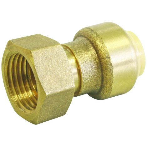Raccord laiton à clipser pour cuivre/PER/Multicouche Ø12 - Ecrou tournant 15/21