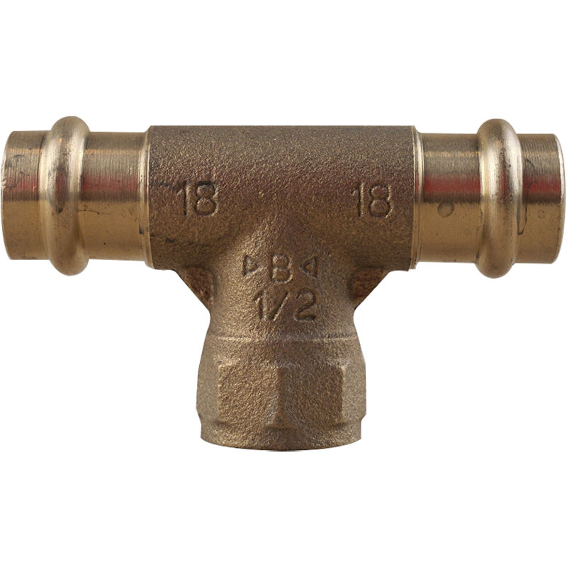 Raccord laiton à sertir et à visser - Té Femelle Femelle Femelle 18 x 1/2' (15/21) x 18