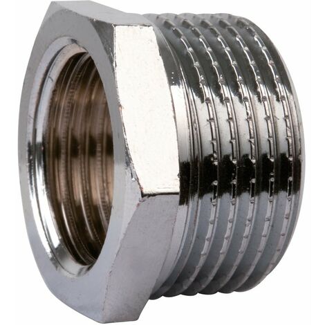 Raccord laiton chromé hexagonal réduit à visser - M 1/2' - F 3/8'