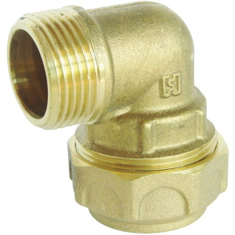 Raccord laiton coudé Serrage Extérieur pour tube PE Ø25 mm - Mâle 3/4