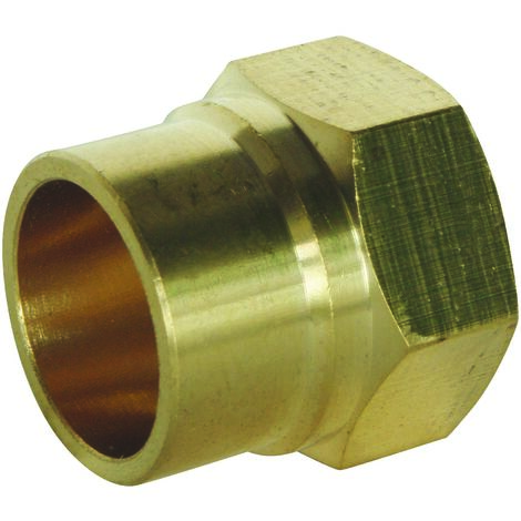 Raccord laiton droit à souder - Femelle 15/21 - Tube cuivre Ø16- Sachet 2 pièces