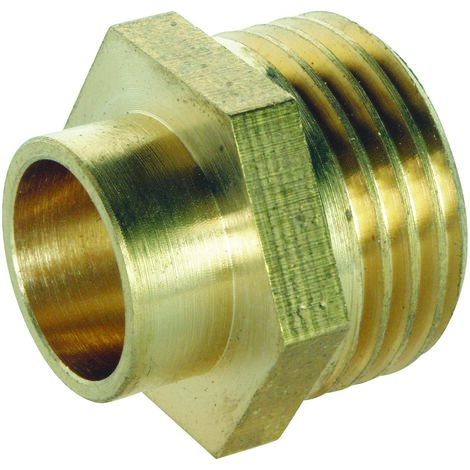 Raccord laiton droit à souder - Mâle 15/21 - Tube cuivre Ø12 - Sachet 2 pièces