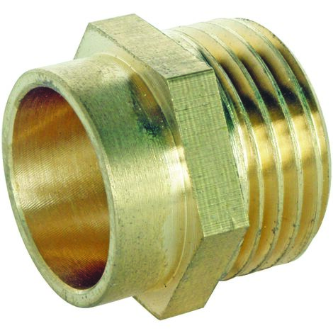 Raccord laiton droit à souder - Mâle 15/21 - Tube cuivre Ø16 - Sachet 2 pièces