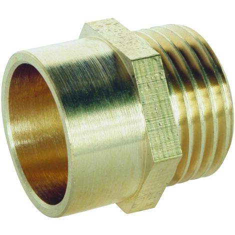Raccord laiton droit à souder - Mâle 15/21 - Tube cuivre Ø18 - Sachet 2 pièces