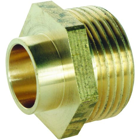 Raccord laiton droit à souder - Mâle 20/27 - Tube cuivre Ø14 - Sachet 2 pièces