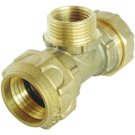 Raccord laiton Té Mâle 3/4" au centre Serrage Extérieur pour tube PE Ø25 mm