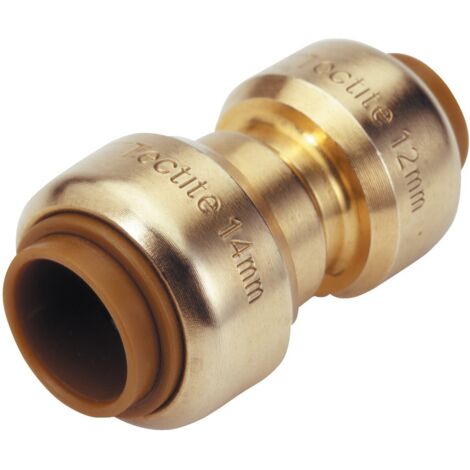 Raccord laiton tectite instantané manchon réduit 16-14 – Raccordement femelle 16 mm vers femelle 14 mm – Compatible tubes cuivre et PER – VSH