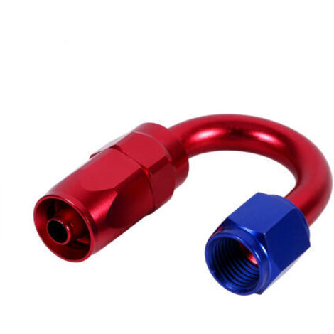 Raccord mâle pivotant AN6 Racing pour durite d'huile/carburant, couleur bleu/rouge, angle de 180°