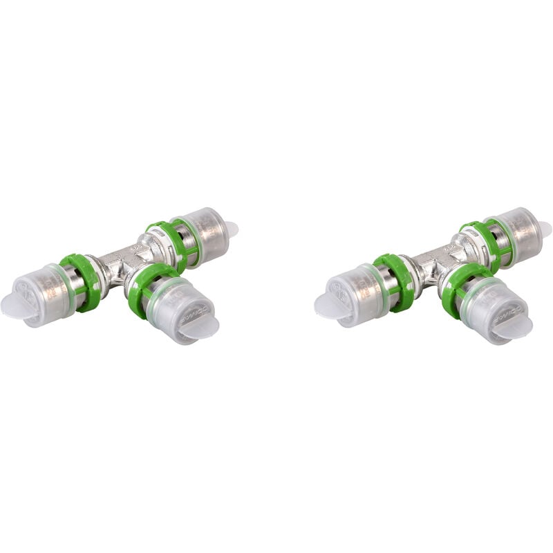Té égal métallique pour tubes multicouche à sertir - 16x2 - Raccords MultiSkin - Vendus par 2 - S7130W16 - Comap