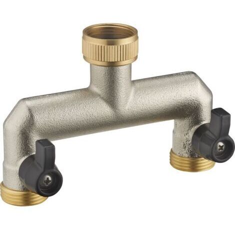 Raccord Nez de Robinet d'Arrosage Automatique en Laiton Double Sortie Droite AROZ