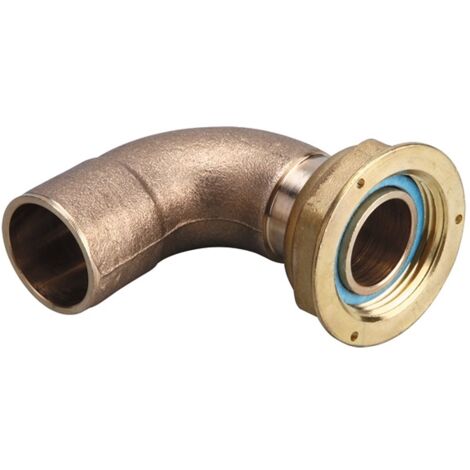 Raccord NF coudé 90° joint plat compteur écrou 6/20 à braser sur tube cuivre Ø28 - Gurtner