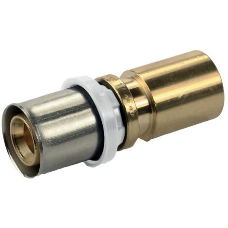 Raccord passerelle à sertir multicouche diamètre 16 vers tube cuivre CU15 profil V - THERMACOME