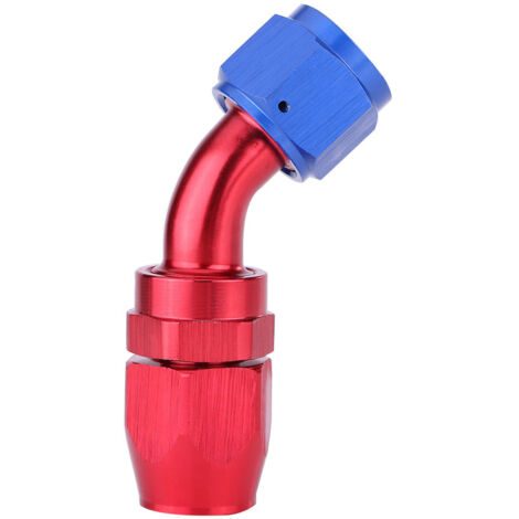 Raccord pivotant 45° AN10 pour durite carburant - Adaptateur refroidisseur huile anodisé bleu et rouge