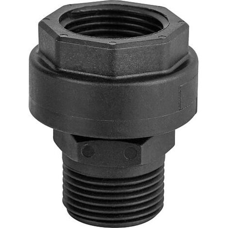 Raccord plastique DN25 (1") mâle x DN32 (1 1/4") fil. femelle avec écrou-tournant et joint