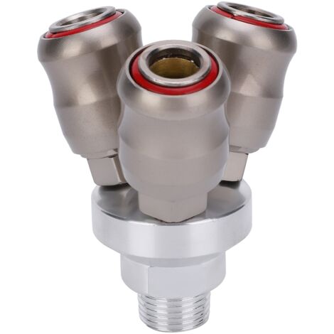 Raccord Pneumatique Rapide 3 Voies Auto-Bloquant Antidéflagrant pour Accessoires Ronds