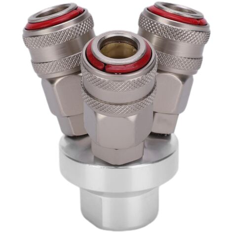 Raccord Pneumatique Rapide 3 Voies Chromé Acier Carbone Filetage G1/4 Pouce