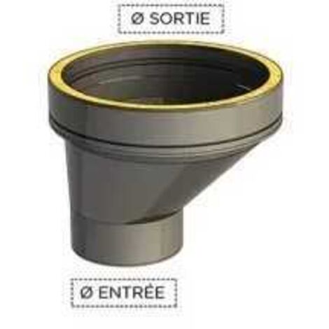 Raccord poêle Mâle excentré vers double paroi isolé  80 mm - 130 mm