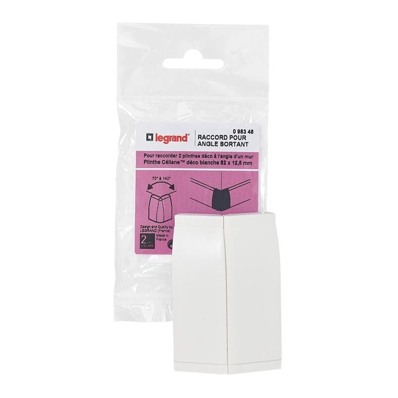 Raccord pour angle sortant pour plinthe céliane déco 82 x 12,5 mm blanc Legrand 098348