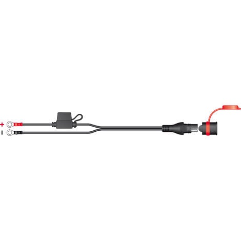 Raccord pour chargeur TECMATE connexions SAE/Oeillets M6, fixe, étanche avec fusible 5A max, L: 0,5m. Remplace XTESAE71.