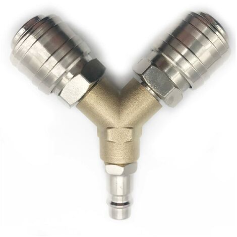 Raccord pour compresseur,Distributeur d'air Comprimé, Raccord dair Comprimé 1/4 Connecteur d'air Comprimé 3 voies à dégagement rapide avec distributeur Y à filetage mâle