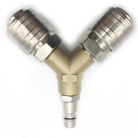 SWYEOOT Raccord pour compresseur,Distributeur d'air Comprimé, Raccord dair Comprimé 1/4 Connecteur d'air Comprimé 3 voies à dégagement rapide avec distributeur Y à filetage mâle raccord rapide comprimé