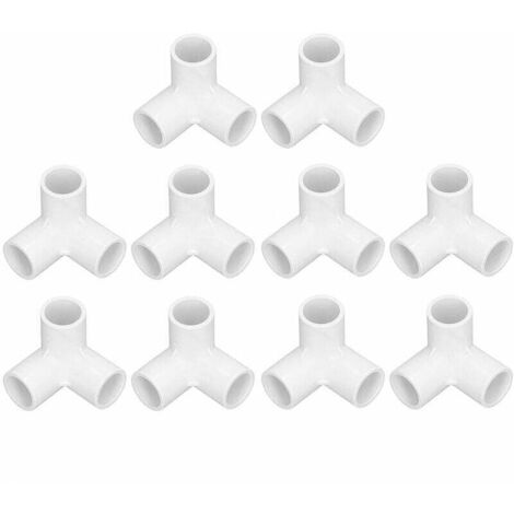 Raccord PVC 3 voies, 10 pièces 3 voies en plastique PVC connecteurs de meubles raccords de tuyauterie 20 mm de diamètre intérieur raccord coude meubles tuyau bricolage accessoires (blanc)