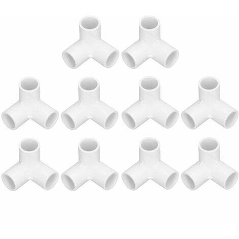 Raccord PVC 3 voies 20 mm – Lot de 10 pièces – Connecteurs pour conduites d'eau et meubles – Matériau PVC de qualité meuble