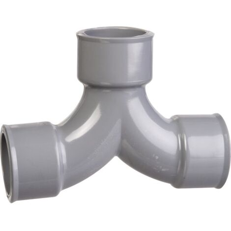 Raccord PVC gris coudé double 87 degrés30 - Diamètre 40 mm - Triple emboîture - Girpi
