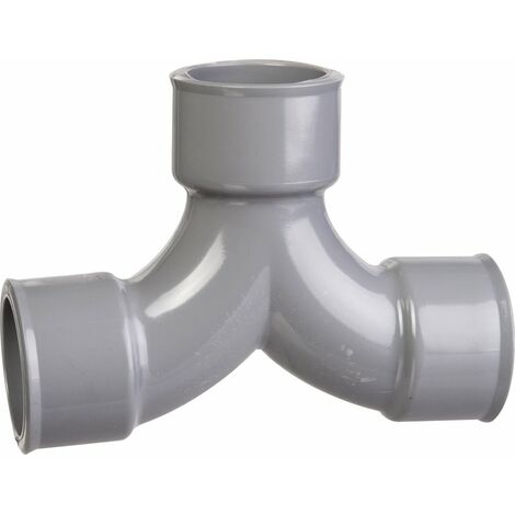 Raccord PVC gris coudé double 87 degrés30 - Diamètre 40 mm - Triple emboîture - Girpi