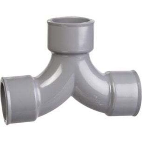Raccord PVC gris coudé double 87 degrés30 - Diamètre 50 mm - Triple emboîture - Girpi