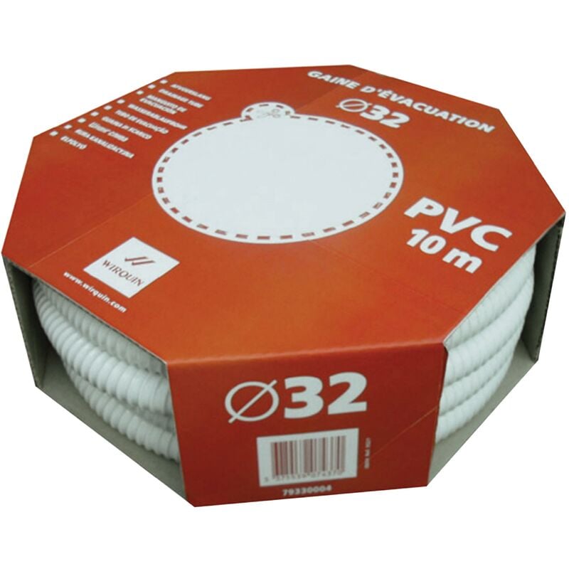 Wirquin - Gaine spiralée pvc diamètre 32 longueur 10m 79330004, blanc