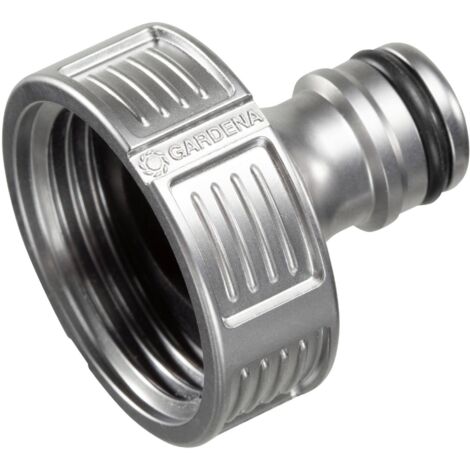 Gardena – Raccord de robinet 1824250 – Filetage 26/34 – Raccord tuyau 33,3 mm (G 1'') – Métal résistant aux intempéries – Système anti-éclaboussures - X816771