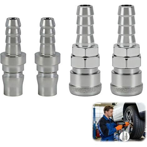 Raccord Rapide Air Comprimé 8 mm, 4PCS Pneumatique Coupleur, Kit de Connecteurs Pneumatiques - Tuyau du Connecteur Mâle et Femelle, Accessoire Compresseur à