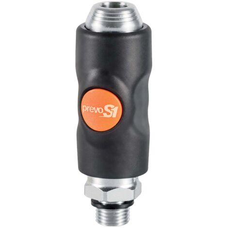 Raccord rapide de sécurité PREVOST, Filetage vers Mâle G 3/8 Mâle 3/8pouces British Standard 6 en Corps Composite ( Prix pour 1 )