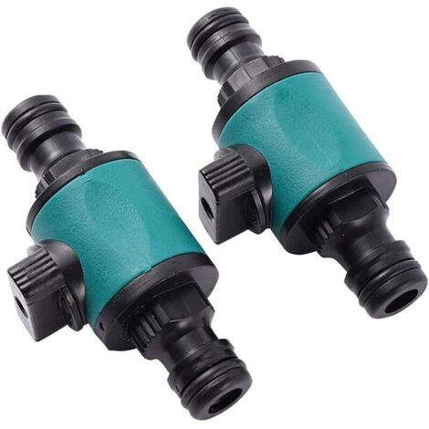 Raccord rapide en deux parties pour tuyau d'arrosage Fly de 16 mm avec vanne d'arrêt à deux voies (vert)