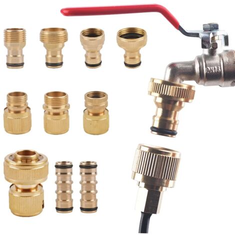 Raccord rapide fileté (D) 1/2 3/4" en laiton pour arrosage de jardin, système d'irrigation goutte à goutte, tuyau en cuivre, 1 pièce