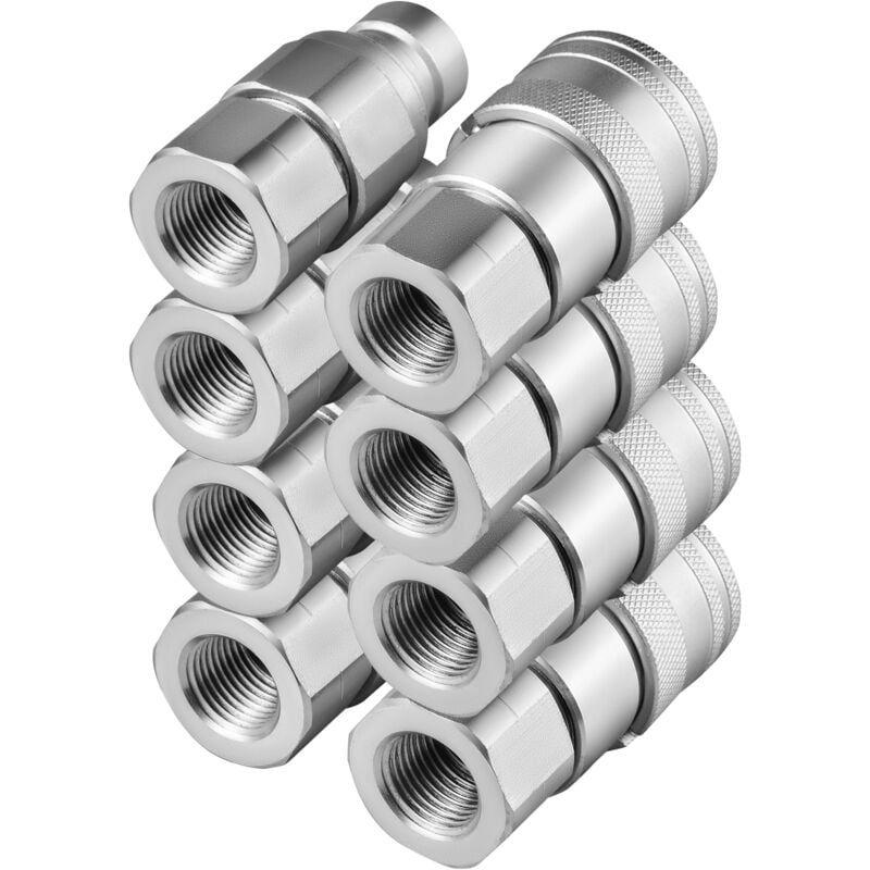 Raccord rapide hydraulique Mophorn corps 1/2' avec filetage 1/2' npt, 4 paires de raccords hydrauliques, débit 45,5 L/min, norme iso 16028