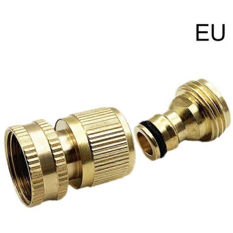 Raccord rapide laiton 3/4 pouce connecteur de tuyau, facile à installer, déconnexion rapide, mâle et femelle, style européen, pour jardin et arrosage.