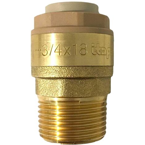 Raccord rapide laiton droit M 3/4'' – Diamètre 18 mm – Embout mâle-femelle – Bague de serrage en acier inoxydable – Itap