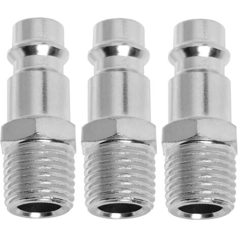 Raccord rapide mâle Euro 1/4 conique téfloné, Pièces Embout Compresseur, Raccords de compresseur d'air Coupleur pneumatique pour air comprimé et raccord tuyau compresseur, kit 3 pièces -