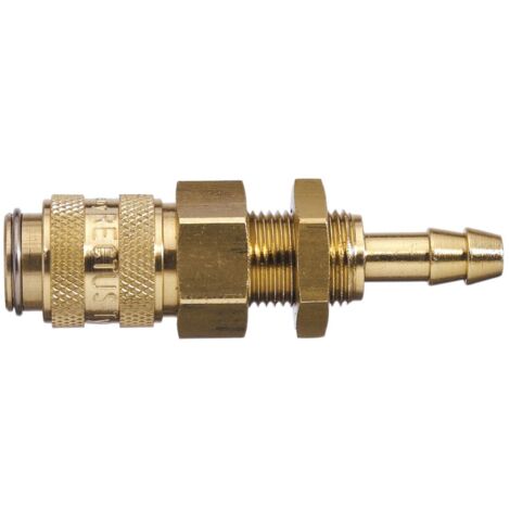 Raccord rapide pneumatique Legris, Filetage femelle vers Femelle 16mm Européen, Profil rectus en Laiton nickelé ( Prix pour 1 )