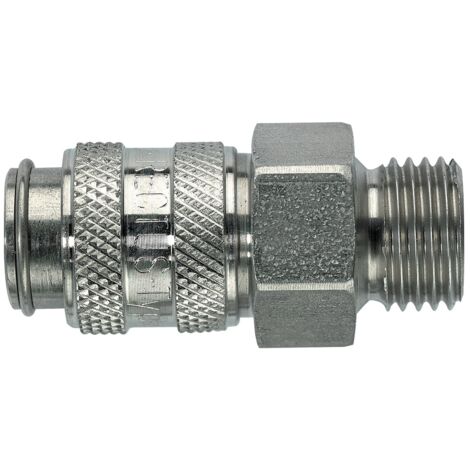Raccord rapide pneumatique Legris, Filetage Mâle vers Mâle 1/4 in Male 16mm 1/4pouces Européen, Profil rectus en Acier ( Prix pour 1 )