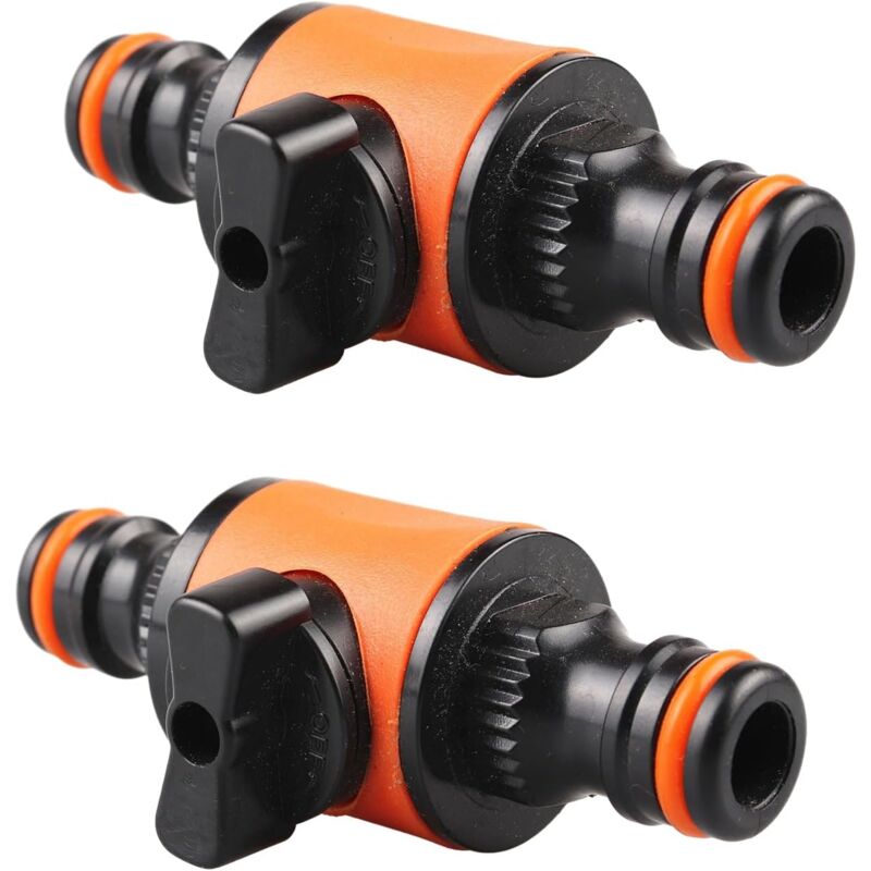 Raccord rapide pour tuyau d'arrosage - Raccord rapide - Robinet - Accessoires d'irrigation - Avec vanne marche/arrêt (2 pièces)