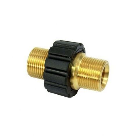 Raccord rapide pour tuyau (diamètre 15 mm), adaptateur double mâle M22 x 1,5 pour nettoyeur haute pression, compatible avec les tuyaux de nettoyeurs haute pression Karcher, Karcher HD et HDs
