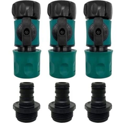 Raccord rapide pour tuyaux d'arrosage de 8,5 x 3,5 cm, avec vanne, raccord rapide 3/4 pouce, raccord en plastique ABS.
