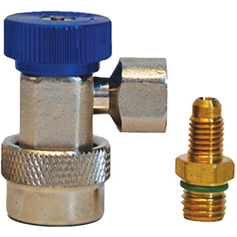 Raccord rapide R134a BP 90° M1/4" à robinet spécial climatisation véhicule - AC 9186 - CLAS Equipements