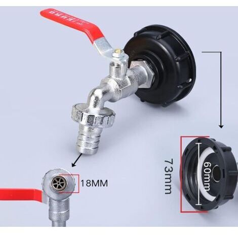 Raccord robinet en laiton chromé pour cuve IIBC 1/2" Double Robinet, PP Filetage Gros 60 Mm0L
