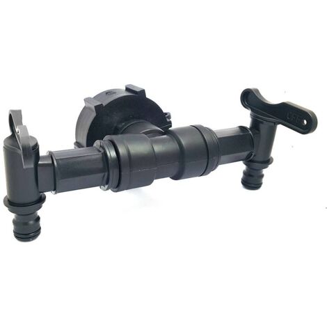 Raccord S60x6 avec 2 robinets et nez raccord rapide style Gardena