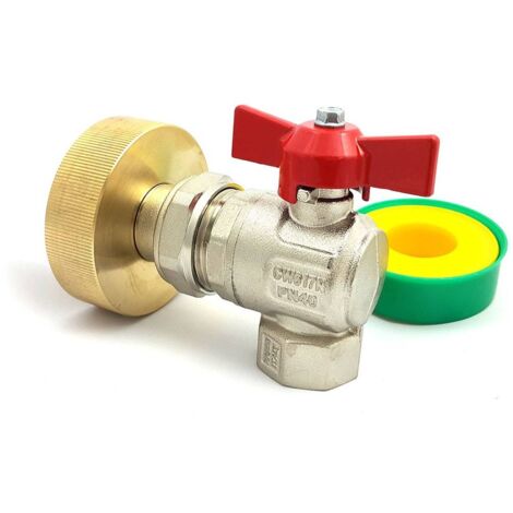 Raccord S60x6 en laiton avec robinet laiton en équerre femelle 3/4 pouce