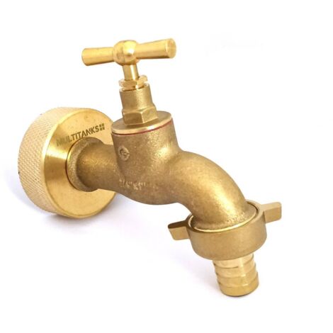 Raccord S60x6 en laiton avec robinet laiton et sortie cannelée 19mm